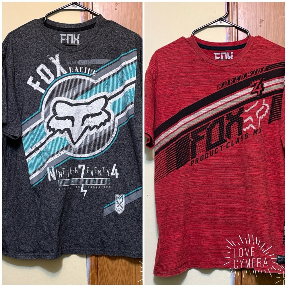 Fox Racing Mens XL Bundle 2 Tees Red Gray MCMLXXIV Created To Destroy - Picture 2 of 12